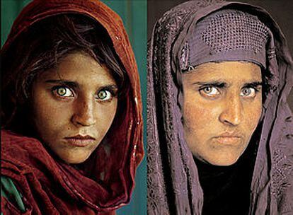 A la izquierda, Sharbat Gula, fotografiada en 1984 por Steve McCurry. A la derecha, una imagen del año pasado.