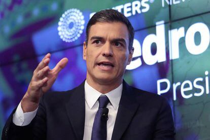 Pedro Sánchez, en un evento organizado por Reuters en Nueva York.