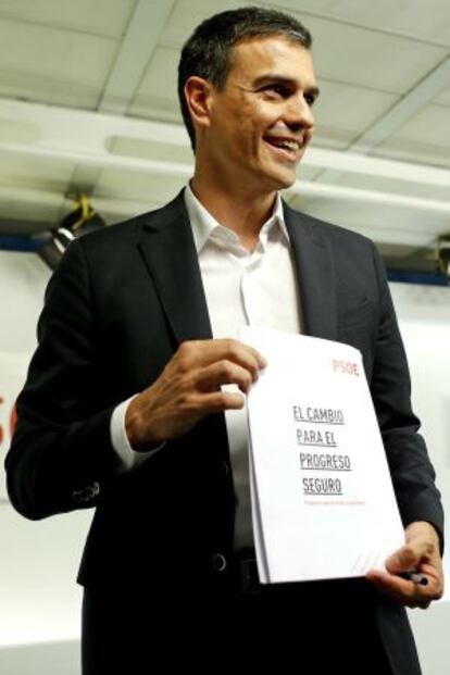 Pedro Sánchez, en la sede de Ferraz.