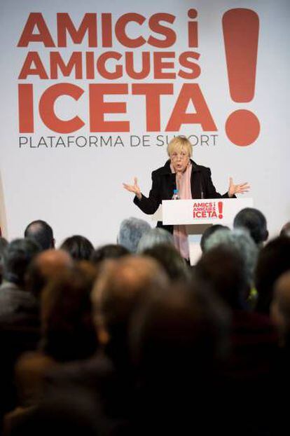 La actriz Rosa María Sardà durante el acto de presentación de la plataforma de apoyo al candidato del PSC, Miquel Iceta.