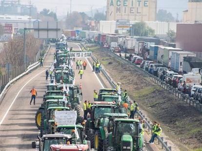 Protesta de agricultores de Jaén esta semana por la pérdida de renta.