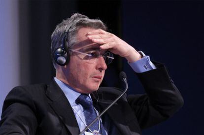 El ex presidente de Colombia Álvaro Uribe, durante su participación en el foro económico de Davos en enero de 2010.