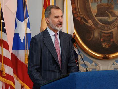 El Rey, durante su discurso en el Ayuntamiento de San Juan, capital de Puerto Rico.