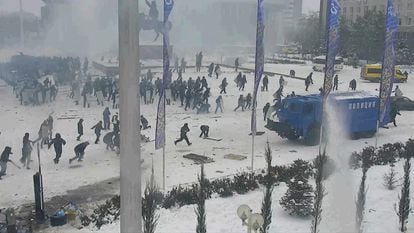 Police and protesters clashed this Wednesday in Aktobé. 