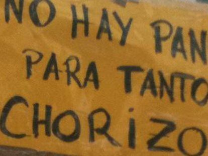 Pancarta colocada en la concentración de la Puerta del So.