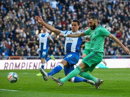Una asistencia y un gol del francés permiten a un Real Madrid gris derrotar a un Espanyol más armado que en jornadas anteriores, pero con muy poca pegada
