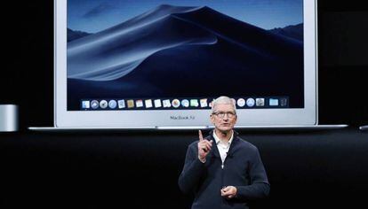 Tim Cook, en la presentación de este martes de los nuevos productos de Apple en Nueva York.