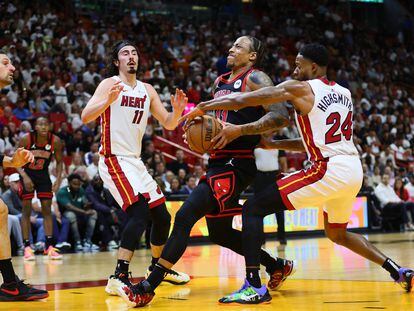 Un momento del partido de este viernes entre Miami Heat y los Chicago Bulls.