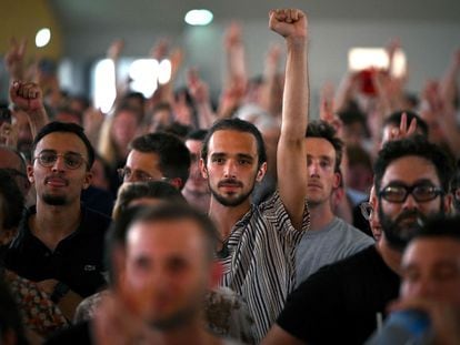 Simpatizantes de Mélenchon, el día 14 en un mitin en Toulouse.