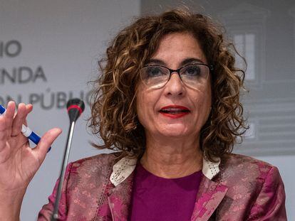 María Jesús Montero, durante la rueda de prensa.