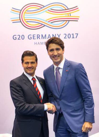 Peña Nieto y Justin Trudeau en Hamburgo.