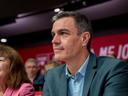 El secretario general del PSOE y presidente del Gobierno, Pedro Sánchez, la reunión del Comité Federal, en la sede del partido, este sábado, en Madrid.