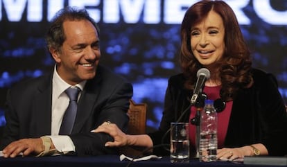 La presidenta Cristina Fernández con Daniel Scioli.