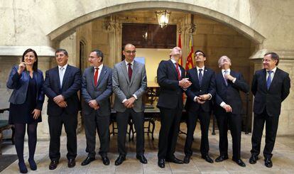 Los rectores de las universidades públicas con Fabra, Català y Moragues.