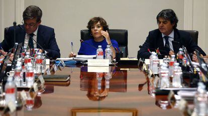 Soraya Sáenz de Santamaría a la reunió de la Comissió General de Secretaris d'Estat i Subsecretaris.