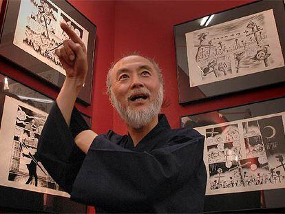 Hideshi Hino, en su exposición en el Salón del Manga ayer.