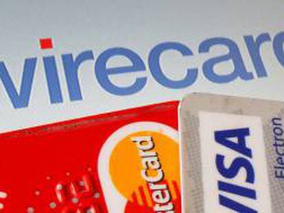 Trajetas de crédito de Mastercard y Visa con un logo de Wirecard.