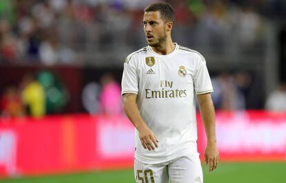 Hazard, durante el partido del Madrid ante el Bayern.