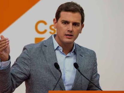 El presidente de Ciudadanos, Albert Rivera, en rueda de prensa.