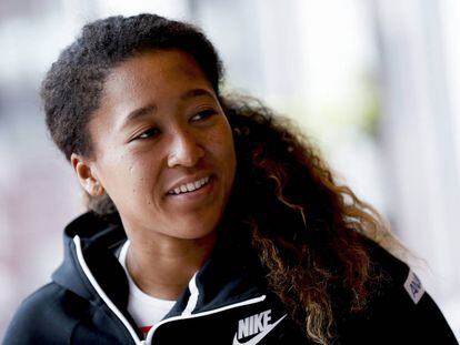 Naomi Osaka, durante la entrevista en la Caja Mágica de Madrid.