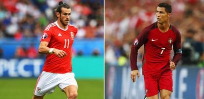 Gareth Bale (Gales) y Cristiano Ronaldo (Portugal), jugando con sus respectivas selecciones nacionales durante la Eurocopa 2016.