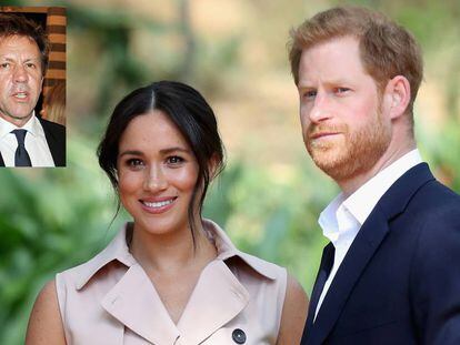 Los duques de Sussex, Enrique de Inglaterra y Meghan Markle, y el abogado Keith Schilling. 