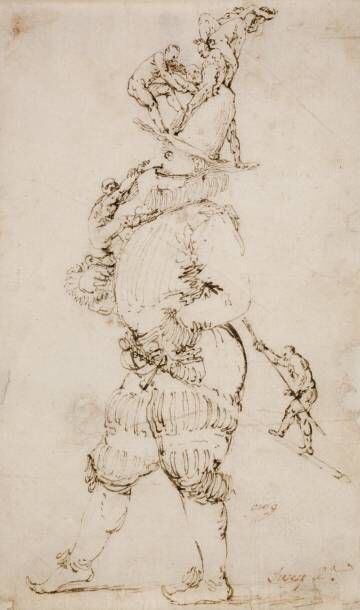 'Escena fantástica: caballero con hombrecillos subiendo por su cuerpo' (1627-1930). José de Ribera.