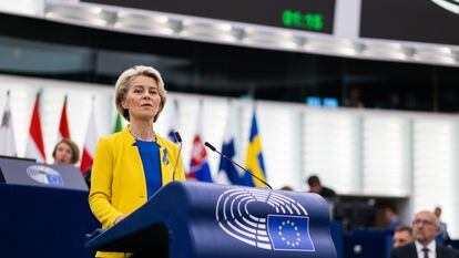 Ursula von der Leyen, presidenta de la Comisión Europea, en el Parlamento el pasado día 14.