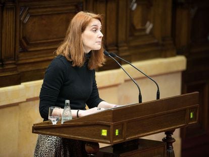 La diputada Jessica Albiach durante una intervención en el Parlament.