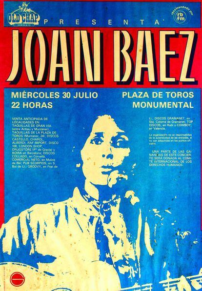 Joan Baez desplegó su talento el 30 de julio de 1980 en la plaza de toros Monumental de Barcelona.