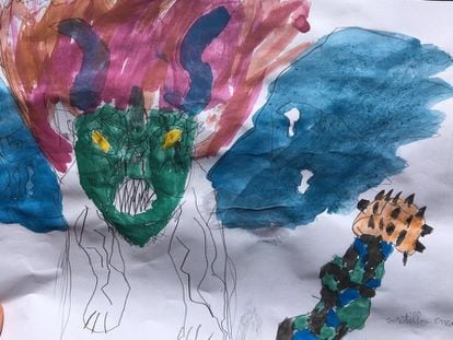 El dibujo de Lucas, 8 años, el dragón de El Castillo Encantado.