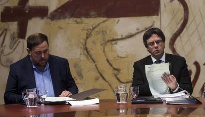 El presidente Carles Puigdemont y el vicepresidente Oriol Junqueras.
