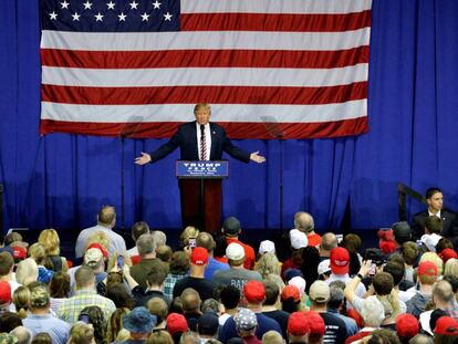 Donald Trump celebra un acto de campa&ntilde;a en Delaware (Ohio).