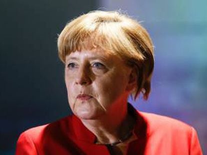 La canciller alemana, Angela Merkel, en la inauguraci&oacute;n de una exposici&oacute;n en Berl&iacute;n el 12 de mayo. 