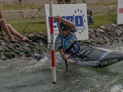 Miquel Travé, en el canal de aguas bravas de Liptovsky Mikulas (Eslovaquia) donde este domingo ha ganado el bronce. David Llorente.