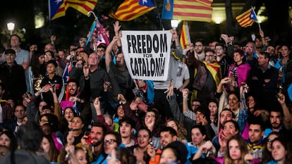 Concentración independentista el 1 de octubre de 2017 en Barcelona.