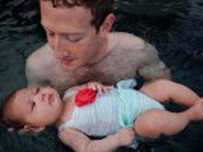 El fundador de la red social más popular del mundo muestra las imágenes de la primera clase de natación de Max
