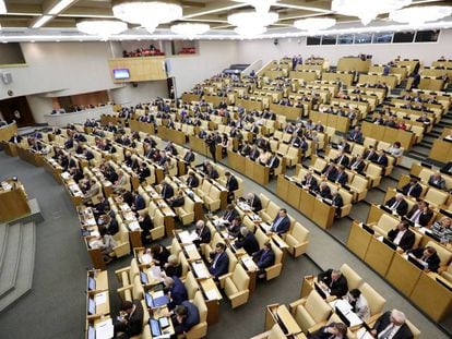 El ministro de Desarrollo Económico de Rusia, Maxim Oreshkin en una reunión plenaria de la Duma Estatal de Rusia. 