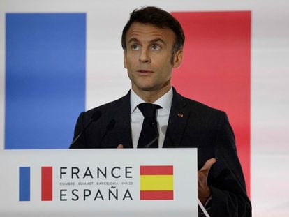 Emmanuel Macron, durante la cumbre entre España y Francia el pasado 19 de enero en Barcelona.