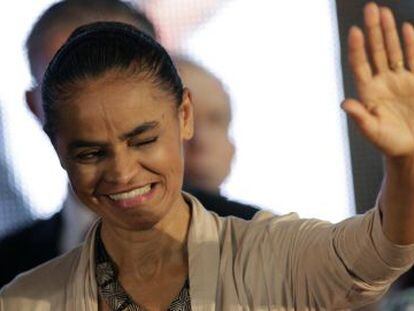 La candidata socialista a la vicepresidencia de Brasil, Marina Silva, este lunes en Brasilia.