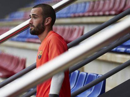 Aleix Vidal en un entrenamiento en el Camp Nou.