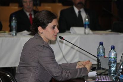 La abogada Paloma Soria, en la Corte de Guatemala.