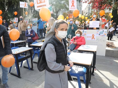 Protesta de la escuela concertada contra la nueva ley educativa, la semana pasada en Madrid.