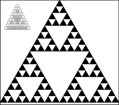 Triángulo de Sierpinski a partir del triángulo de Pascal.