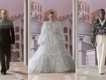 Tres diseños de Fendi en su presentación en la Alta Costura de París para el invierno 2021/2022.