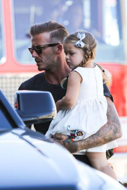 David Beckham al costat de la seva filla Harper Seven a Los Angeles.