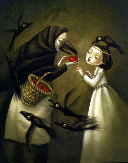 Ilustraciones del francés Benjamin Lacombe e imágenes de sus álbumes <i>Blancanieves</i> (Hermanos Grimm),