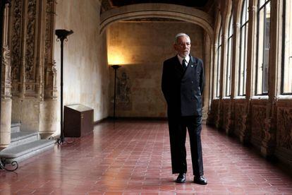 El actor Jos&eacute; Luis G&oacute;mez, en la obra sobre Unamuno en la Universidad de Salamanca.