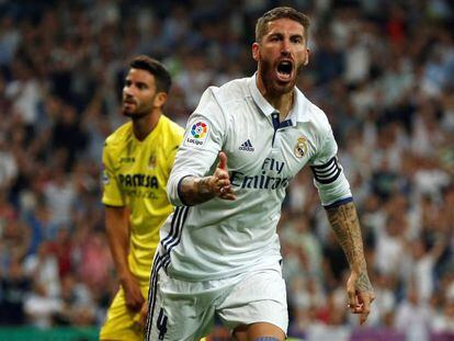 Ramos celebra su gol al Villarreal.