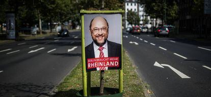 Cartel de campaña del candidato del SPD, Martin Schulz, en Dusseldorf.